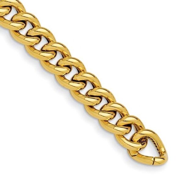 14k Italian Gold Men's Curb Link Bracelet-8.5 inches long.  A Blend of Craftsman - Picture 3 of 7